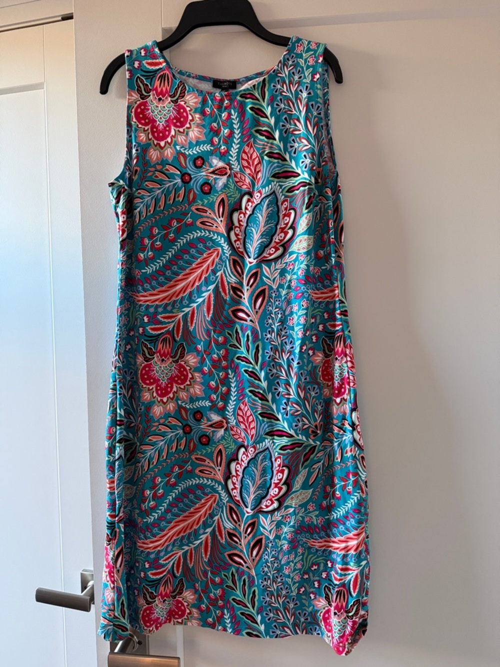 Talbots Teal Floral Paisley Sleeveless Mini Dress